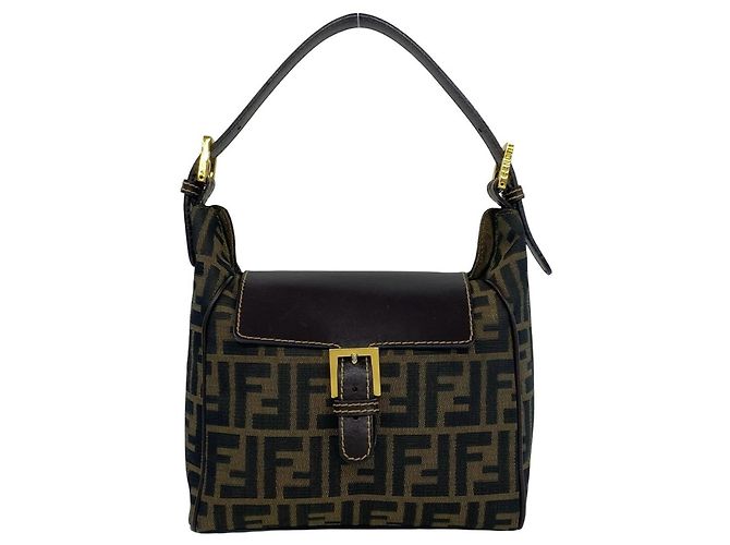 Borsa Fendi Zucca FF Pattern Marrone Nero