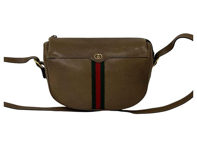 Borsa a tracolla mini Gucci Old Sherry Line Marrone Rosso Verde