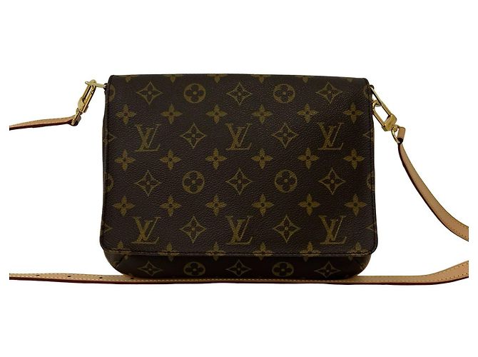 Mini bolsa de ombro Louis Vuitton em couro castanho Marrom