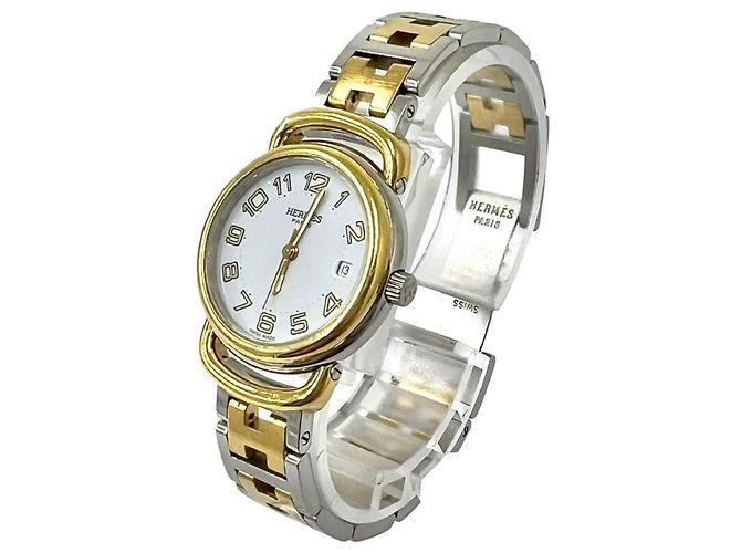Hermès Reloj de pulsera Hermes Pullman chapado en oro Quartz