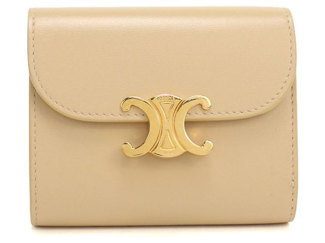 Céline Celine Tri-fold Wallet Beige