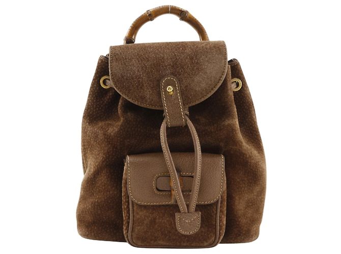 Mini sac à dos Gucci Bamboo Marron
