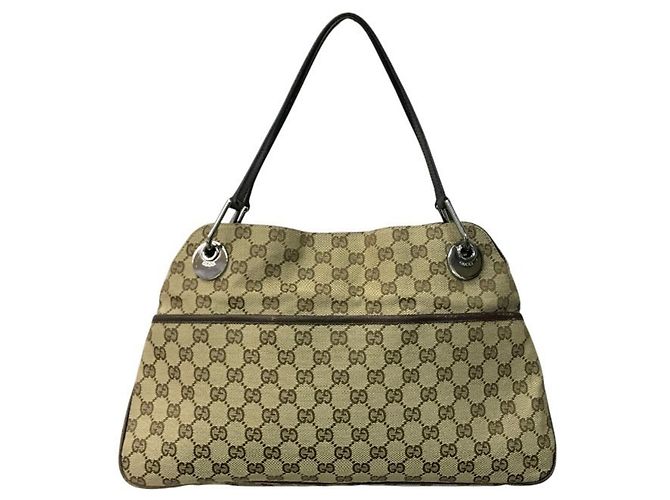 Borsa Gucci GG Canvas Beige Cachi Marrone scuro