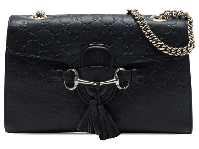 Borsa a tracolla Gucci Emily Medium Guccissima Nera Nero