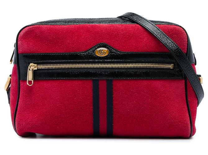 Borsa a tracolla Gucci Ophidia in camoscio rosso con Web