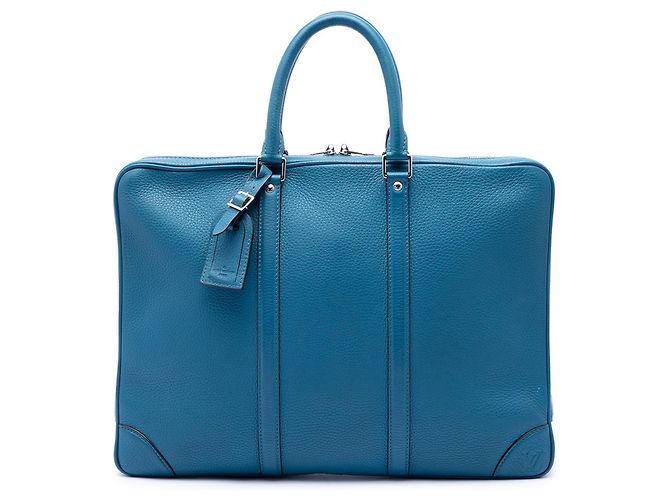 Louis Vuitton Blue Taurillon Porte Documents Voyage Blau