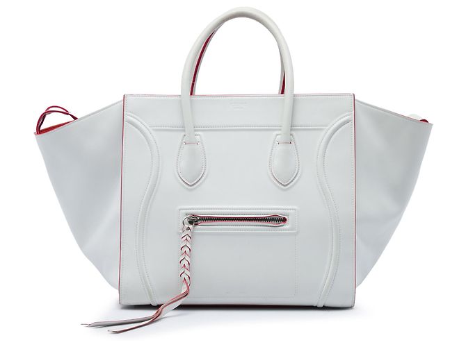 Céline Celine Bolso Tote Phantom Luggage de piel blanco Medium