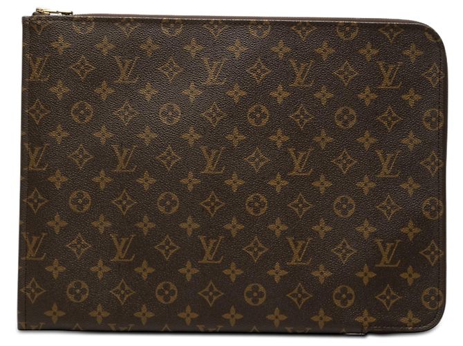 Louis Vuitton Brown Monogram Poche Documents Portfolio Marrom
