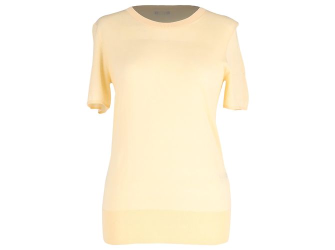 Haut pull en maille à manches courtes Joseph en coton crème Blanc Écru