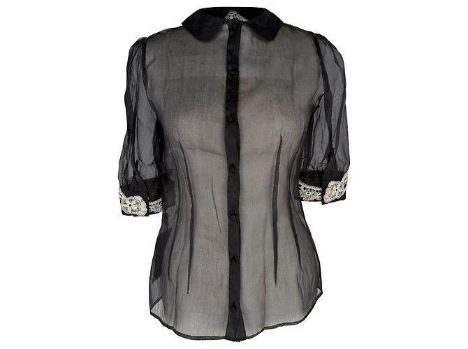 Blusa in mesh Dolce & Gabbana in seta nera Nero