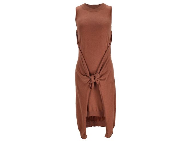 Vestido Midi de Malha See by Chloé com Nó em Lã Rust Laranja