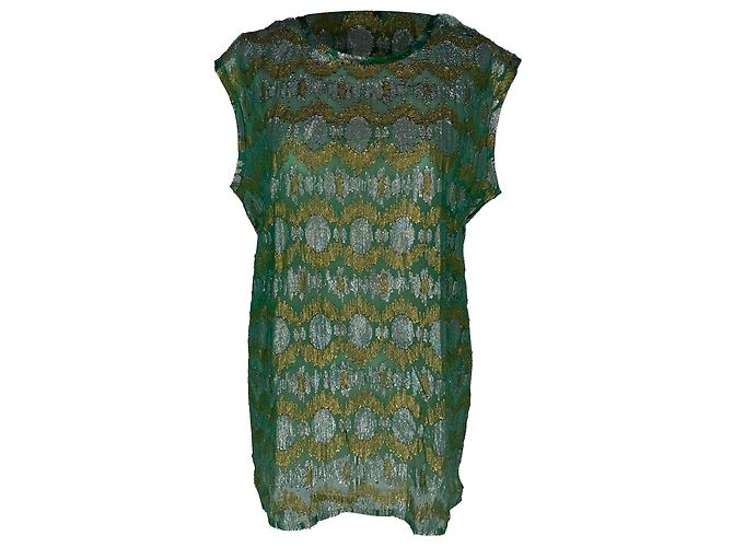 Lanvin schimmernde Jacquard-Bluse aus grünem Polyester