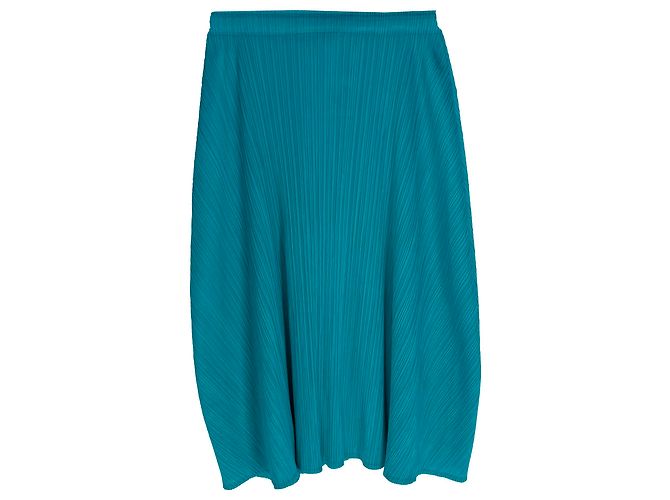 Falda plisada longitud rodilla Pleats Please en poliéster turquesa