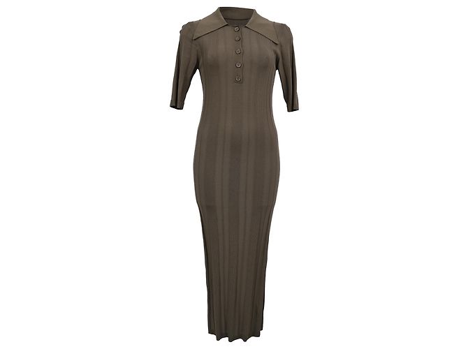 Autre Marque Birger Christensen Evial Rippstrick-Midikleid aus brauner Viskose
