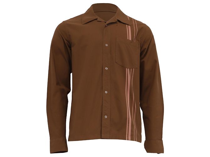 Camicia button-down Acne Studios con dettaglio a righe in cotone marrone Rosso