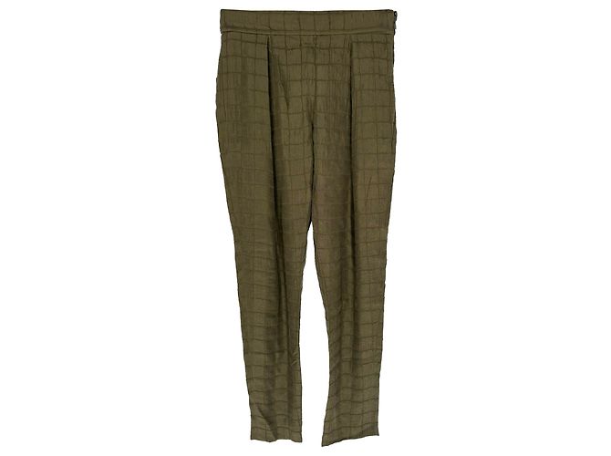 Chloé strukturierte Hose aus Seide in Olive Grün Olivgrün