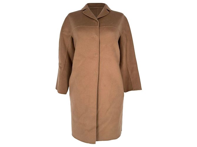 'S Max Mara Single-Breasted Coat in Brown Wool