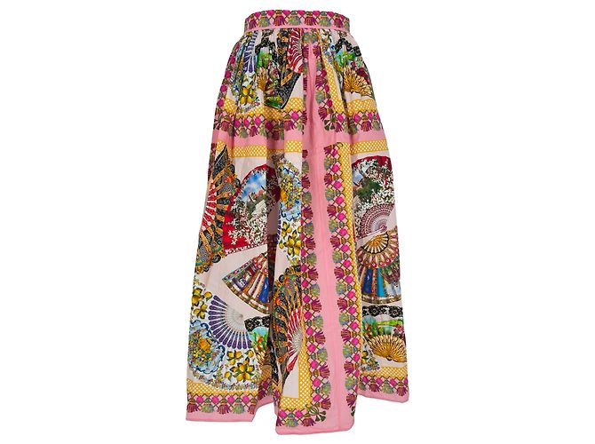 Gonna midi stampata Dolce & Gabbana in cotone multicolore