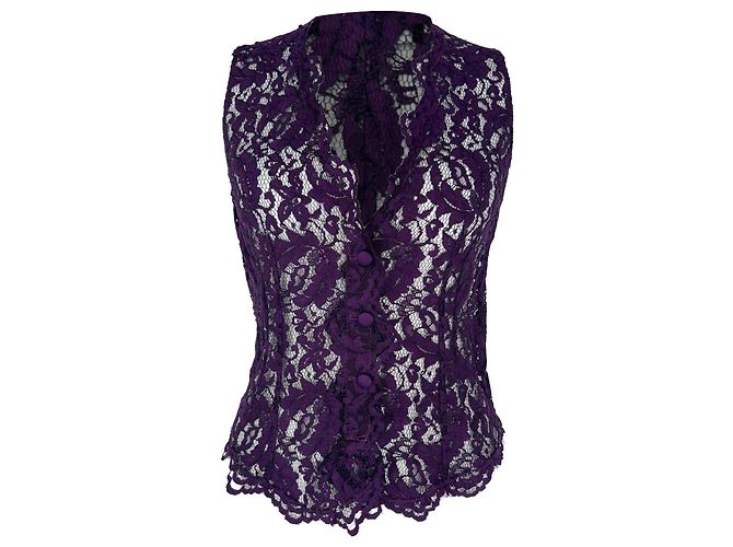 Top de renda sem mangas com decote em V Dolce & Gabbana em viscose violeta Roxo