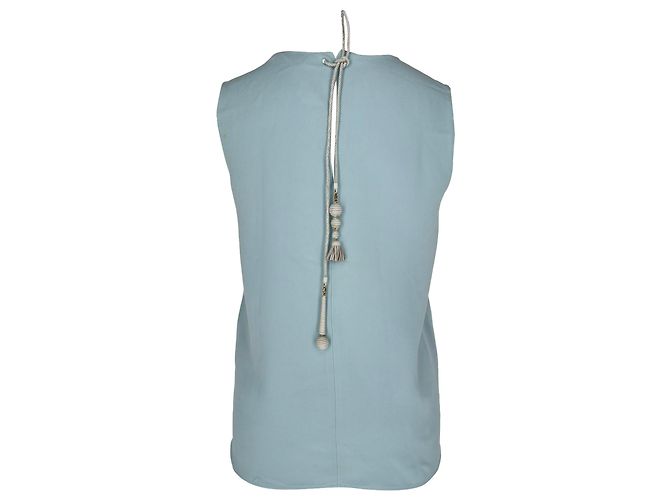 Top sem mangas com gola redonda Chloé em viscose azul