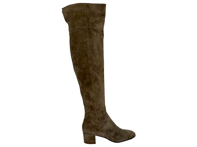 Botas de cano alto com bico amendoado Gianvito Rossi em camurça castanha Marrom