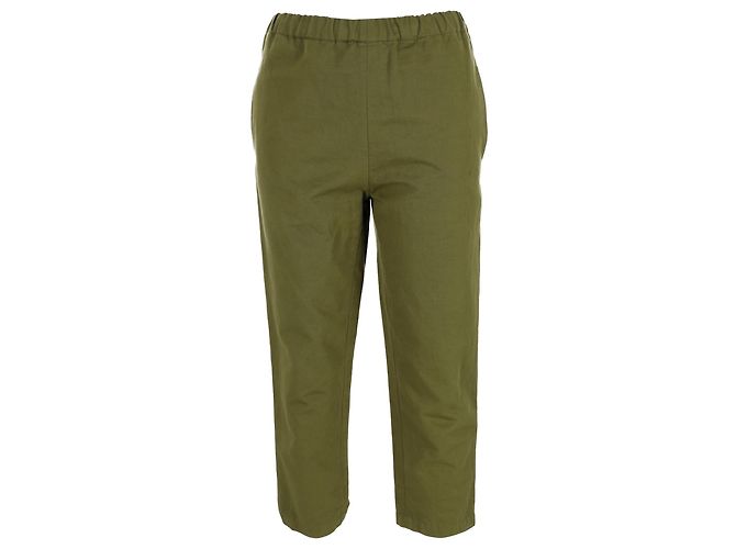 Pantalones cropped Marni con cintura elástica en algodón olive Verde Verde oliva