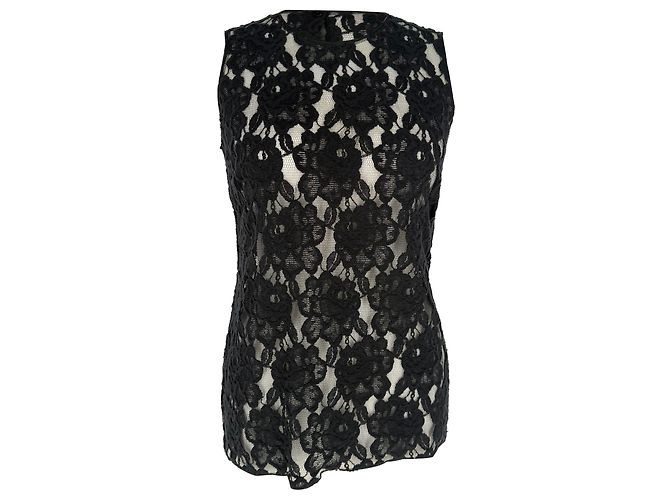 Dolce & Gabbana Spitzenbluse aus schwarzer Baumwolle