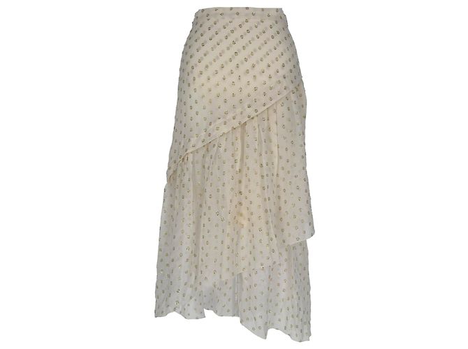 Stella Mc Cartney Falda midi de lunares Stella Mccartney en seda blanca Blanco Crudo