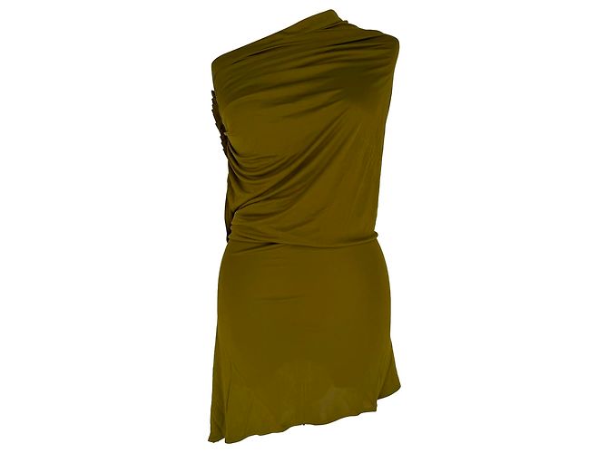 Givenchy Draped One-Shoulder Blouse in Olive Viscose Green Olive green