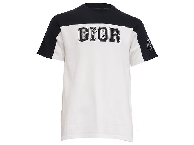 Camiseta bordada Dior x Kenny Scharf en algodón blanco Crudo
