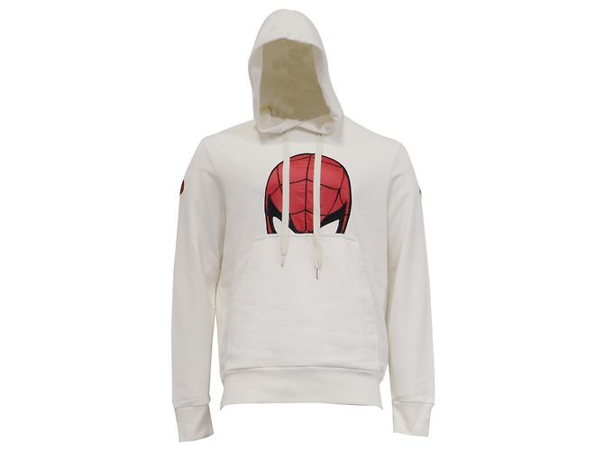 Hoodie Moncler x Spiderman Popover em algodão branco Cru