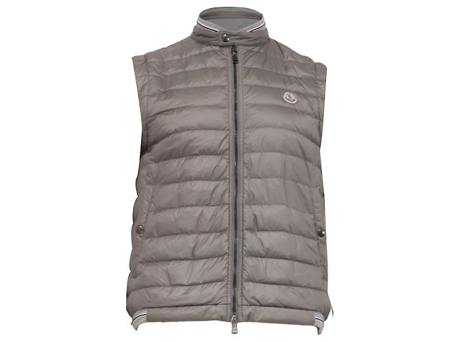 Moncler Steppweste mit Reißverschluss aus grauem Polyamid Python drucken