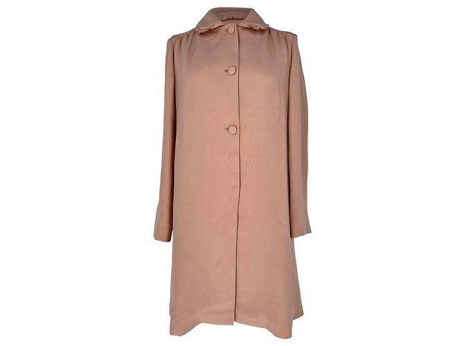 Casaco Peacoat abotoado Miu Miu em acetato bege