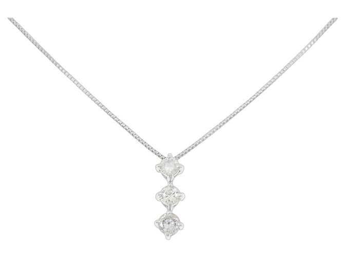 Autre Marque Collana con tre diamanti Pt900/Pt850 Argento