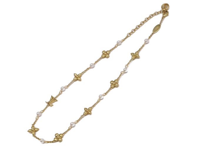 Colar de Pérolas Imitação Louisa Louis Vuitton Dourado