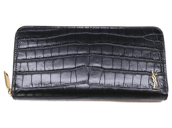 Yves Saint Laurent Tiny Cassandra Leather Wallet Black Golden