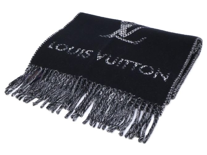 Louis Vuitton Monogram Check Kaschmir-Stola Braun Schwarz