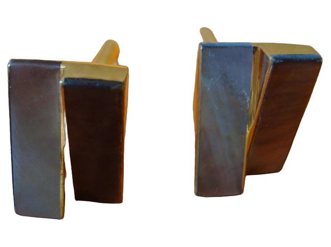 Autre Marque Abotoaduras de ouro e madrepérola Gold hardware