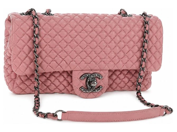 Timeless Chanel Medium Classic Flap Borsa Pelle d'Agnello Rosa