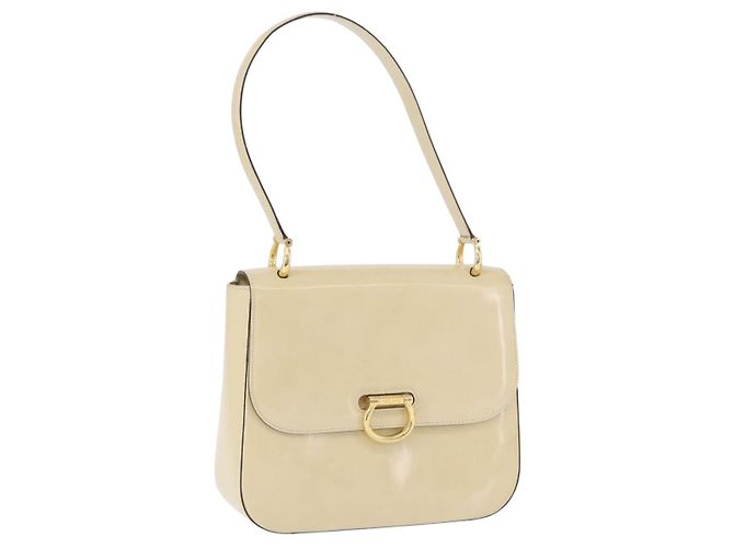 Céline Bolsa de Ombro CELINE Verniz Bege Tom Dourado Auth 198345A