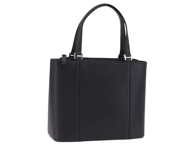 Borsa a mano BURBERRY in pelle nera e argento Auth am12432V Nero