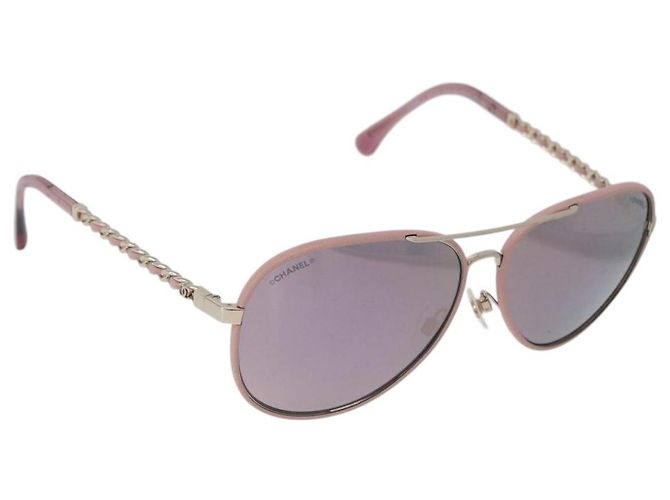 Occhiali da sole CHANEL metallo Gold CC Auth ka5772 D'oro