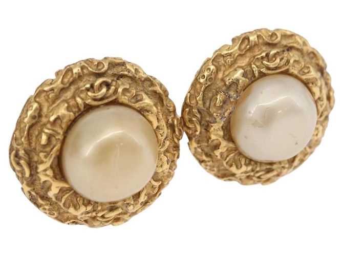 Orecchini CHANEL Metallo Tono Oro CC Auth 198820