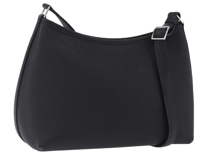 Hermès Borsa a tracolla HERMES Berlango in pelle nera argento Auth 196666V Nero