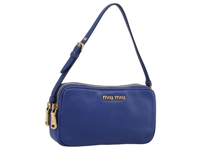 Pouch Miu Miu in pelle blu e oro Auth 197307V D'oro