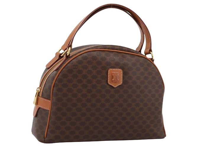 Céline Sac à main CELINE Macadam Canvas PVC Leather Brown Gold Auth am12157V Marron Doré