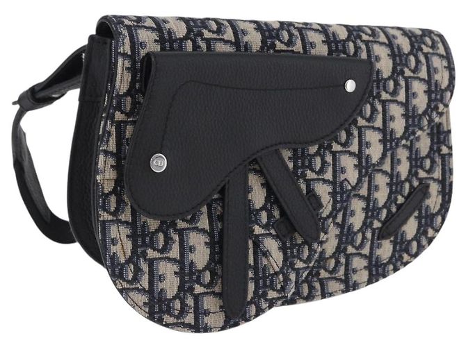 Borsa Christian Dior Trotter Canvas Saddle Oblique Jacquard Navy Auth ka5789M Argento Blu navy