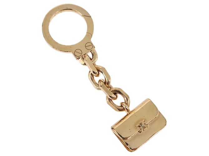 Céline CELINE Triomphe Taschenanhänger Metall Gold Auth BA15233V Golden