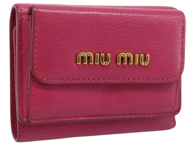 Cartera Compacta Miu Miu Cuero Rosa Oro Auth 198809A Dorado