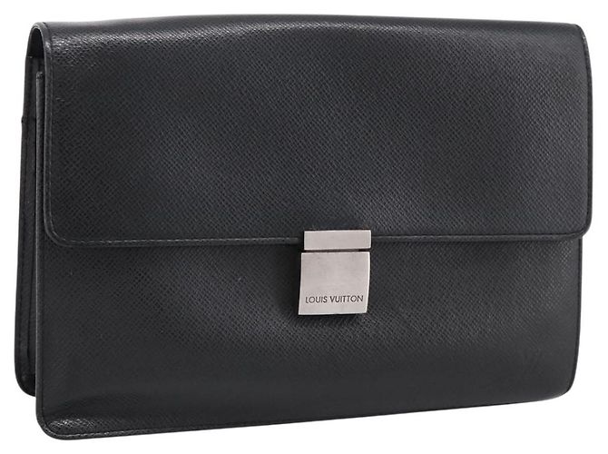 LOUIS VUITTON Taiga Selenga Clutch Bag Ardoise M30782 LV Auth 198728 Grau